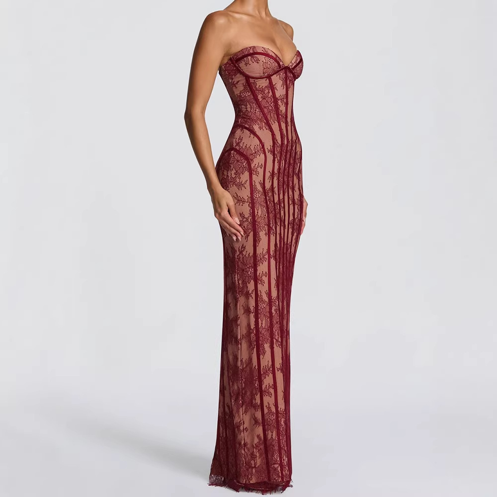Strapless Bra Backless - Платье макси без бретелек облегающего кроя